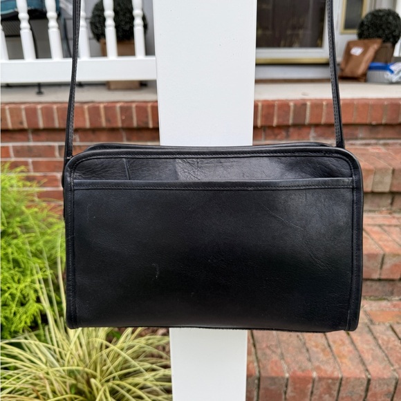 Vintage 90s Black Real Leather Shoulder Handbag Swagger Bag - Picture 12 of 12